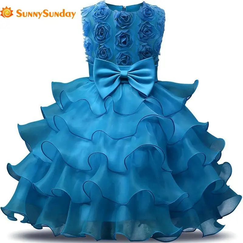 

Girl Dress 2019 Kids Ruffles Lace Party Wedding Dress Summer Floral Princess Cute Girl Princess Dresses With Bow