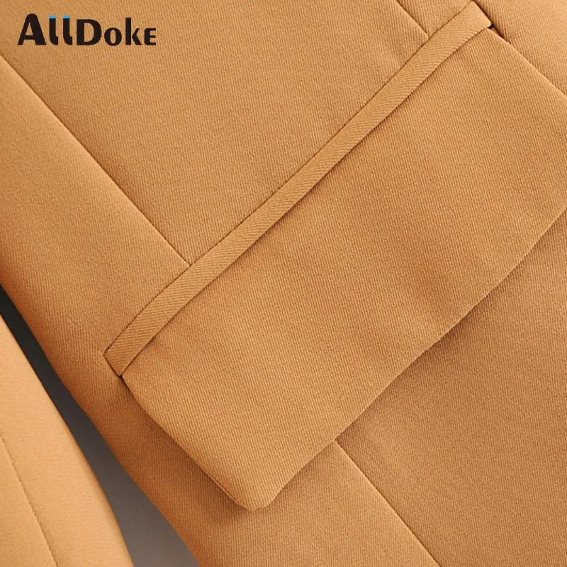 

ALLDOKE vintage button casual blazers women autumn notched long sleeve coats double breasted office ladies blazers coats femme