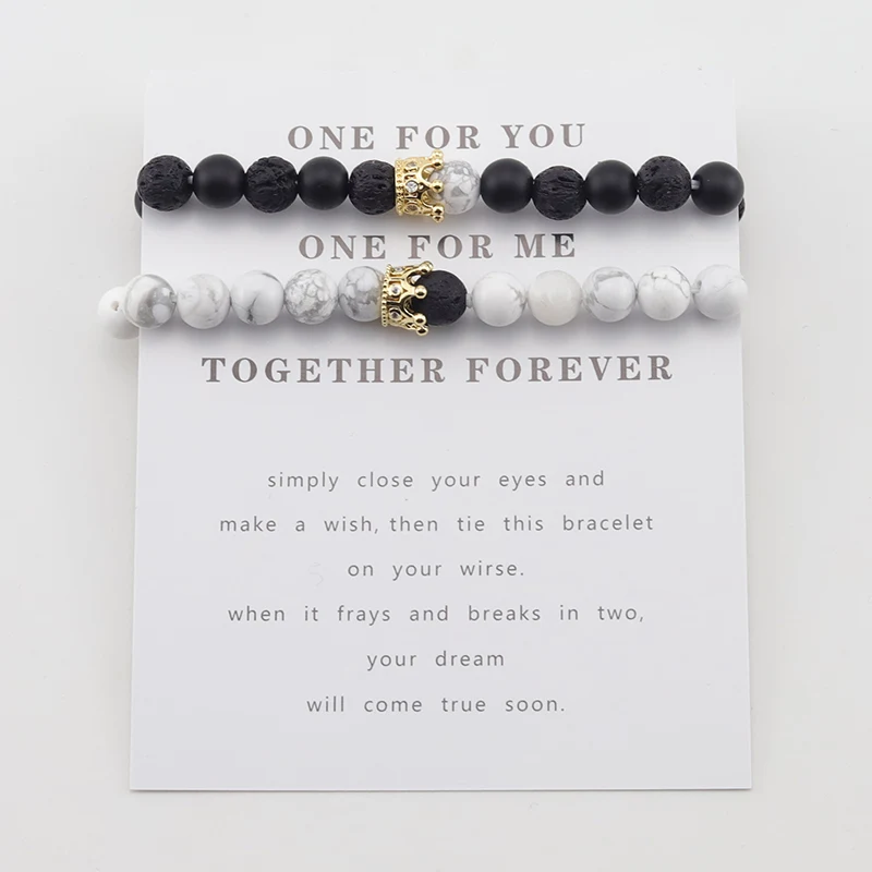 2 шт./компл. бусины из натурального камня CZ король королева корона желаю карты