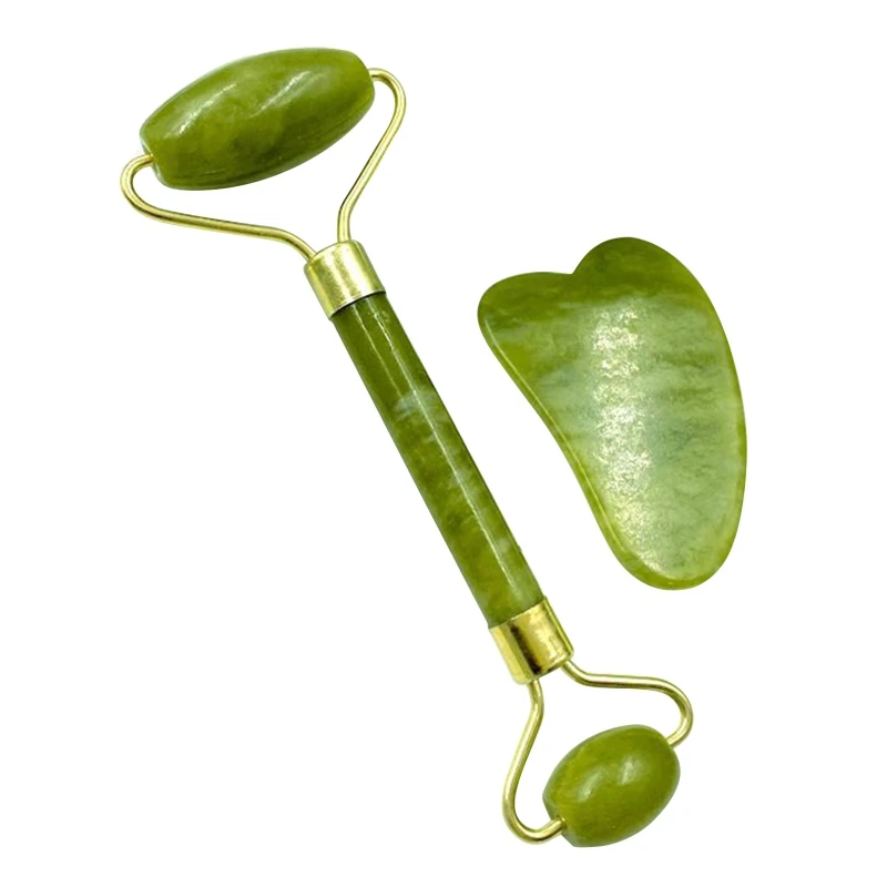 

Nature Beauty Facial Jade Roller Face Thin Massager+Body Neck Anti-Ageing Therapy Gua Sha Board Set Skin Care