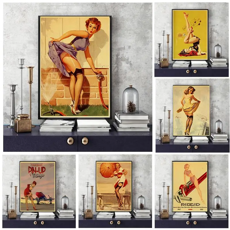 Pin Up сексуальная девушка высокое качество ретро постер ВИНТАЖНЫЙ ПЛАКАТ настенный Декор для дома Бар Кафе