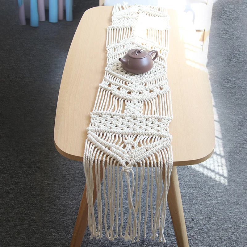 

Boho decor 25cm x 155cm Macrame Nordic hand-woven rope table decor bed decor Shoe ark decor piano decor