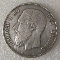 belgium 5 francs leopold ii 25 g silver old 100 real silver original coins collectible coin europe