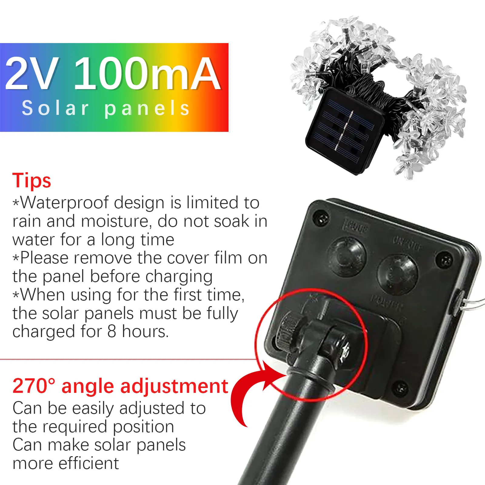 

Waterproof Flower 7M Solar String Light Outdoor 23 Feet 50 LED 3Mode Garden Blossom Lighting Party Home Decoration