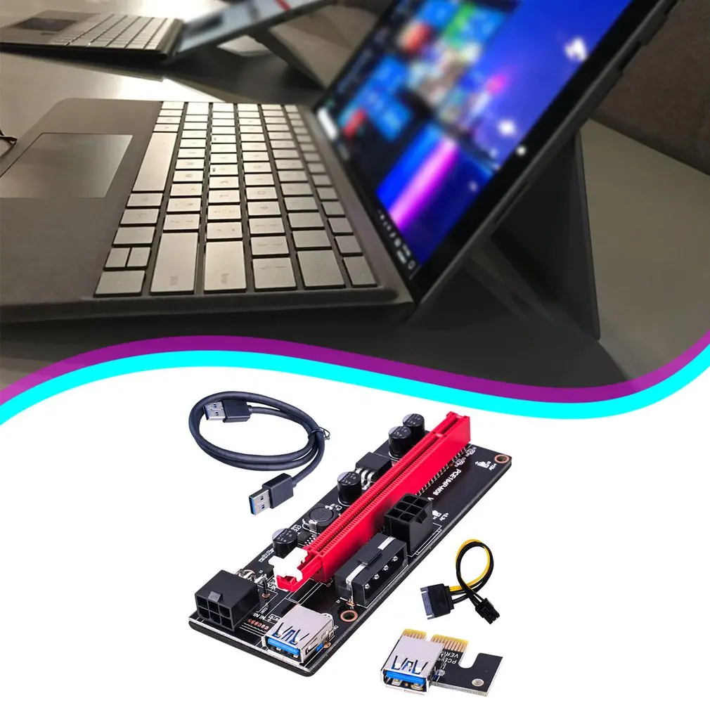 

1Pc Newest Ver009 Usb 3.0 Pci-E Riser Ver 009S Express 1X 4X 8X 16X Extender Riser Adapter Card Sata 15Pin to 6 Pin Power Cable