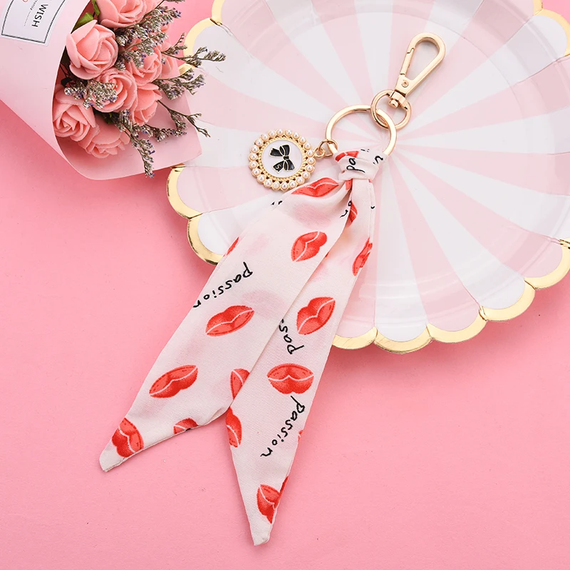 

New Scarves Key Chain Exquisite Decoration Silk Tassels Keychains for Girl Women Bag Charm Jewelry Acessory EH107B