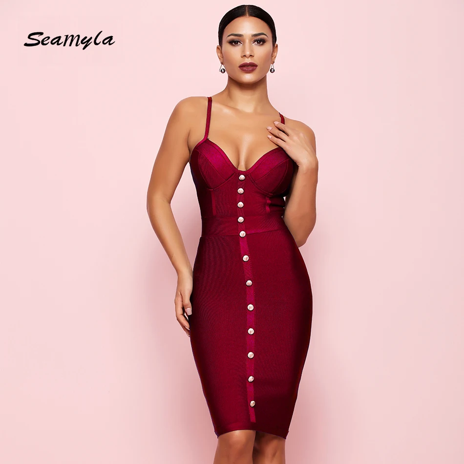 Seamyla для женщин Бандажное платье Vestidos 2021 элегантная одежда без рукавов на