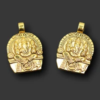 4pcs two color buddhist elephant god ganesa amulet pendant necklace metal accessories diy charm jewelry crafts making 3824mm