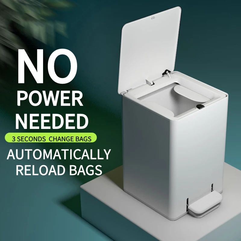 

New Arrival Fresh Design Smart Trash Can Automatic Reload Change Bags Household Bathroom Toilet Kitchen Office Waterproof Bin