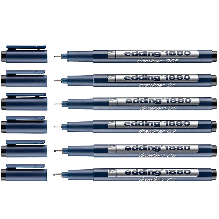 6 шт./компл. Edding Fineliner Micron набор художественных маркеров 005 01 02 03 05 07 эскизный маркер