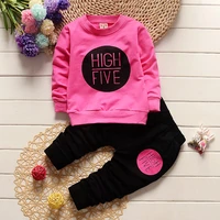 kids clothes girls 2 piece set korean fashion letter o neck long sleeved t shirts tops pants childrens infant clothing outfit