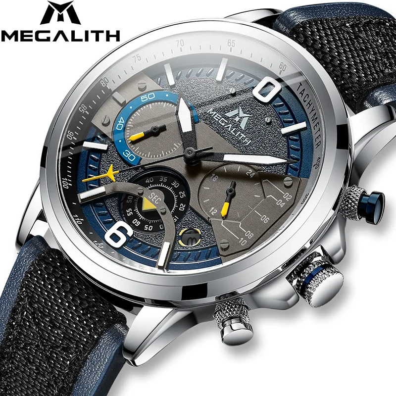 Relojes Para Hombre MEGALITH 2019 мужские часы многофункциональные кварцевые наручные