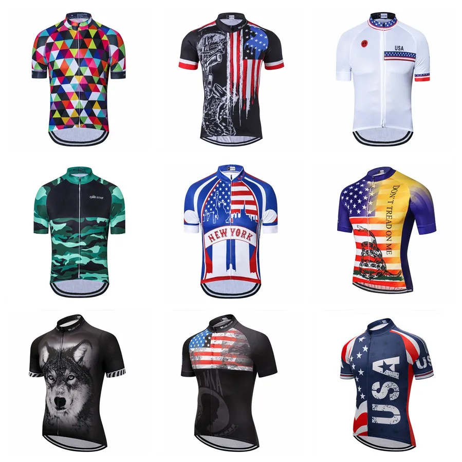 2020 США Велоспорт Джерси мужские велосипедные с коротким рукавом летние Pro Road MTB
