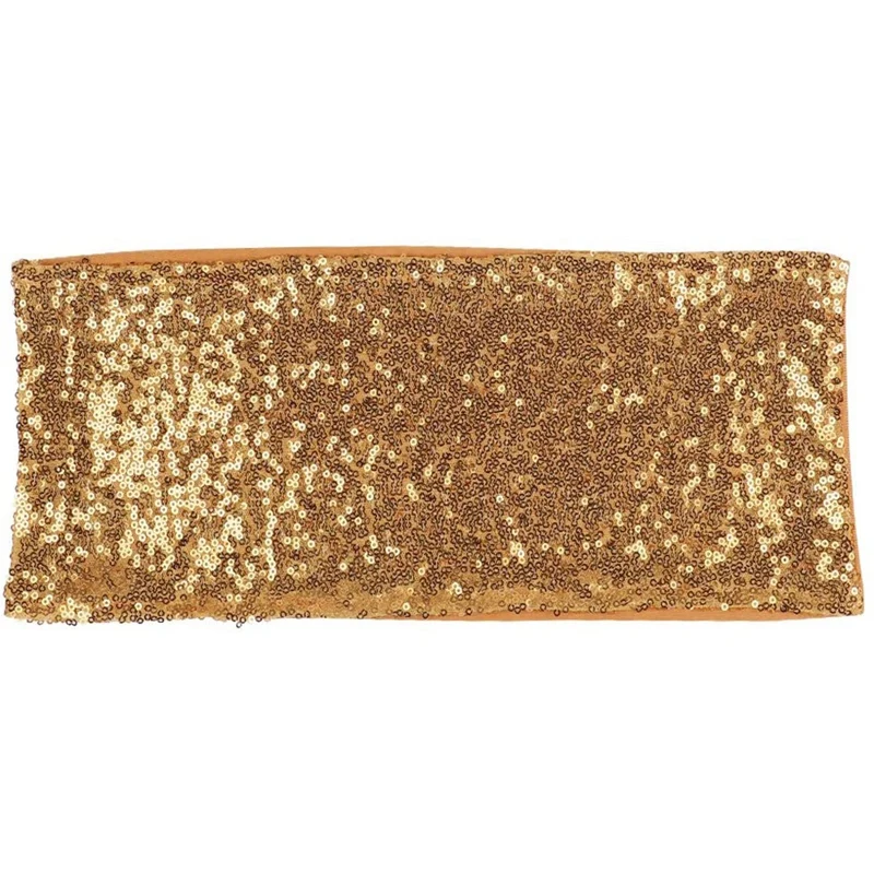 

Pack Of 50 Stretch Sequin Chair Sashes Chair Bands One-Sided Sequins Decor For Hotel Wedding Reception Party Chair Cover