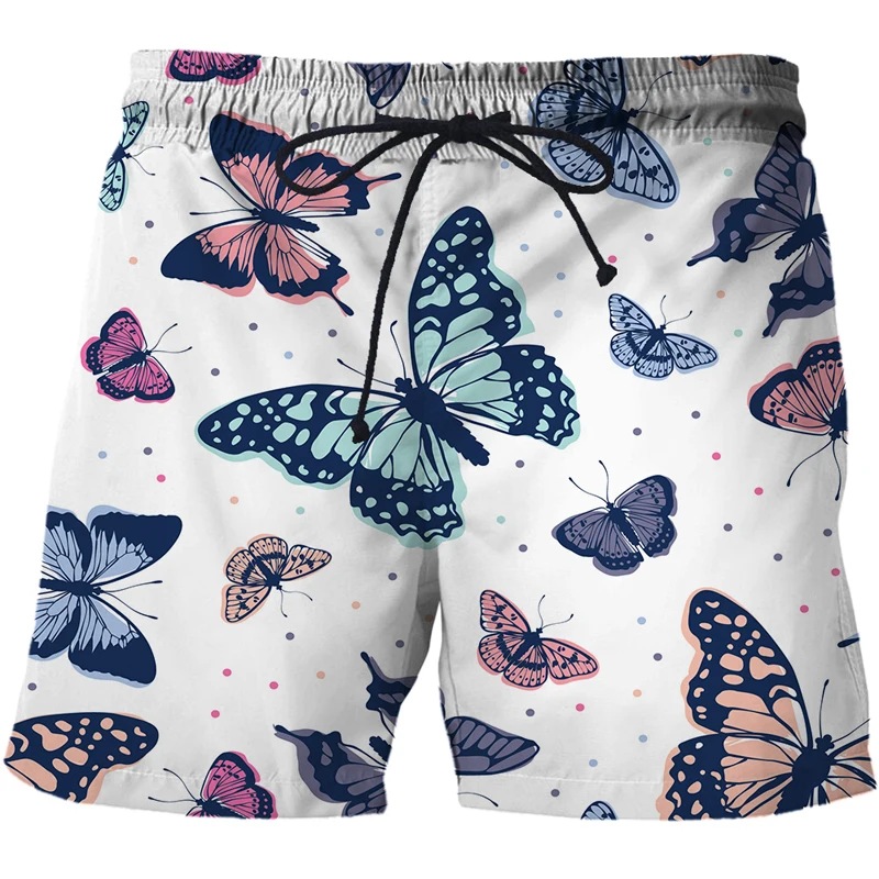 2021 New 3d Printed Pants Breathable Swim Shorts Man's Beach Shorts Cartoon Butterfly Harajuku Short Men Gym Surf Board Swimsuit
