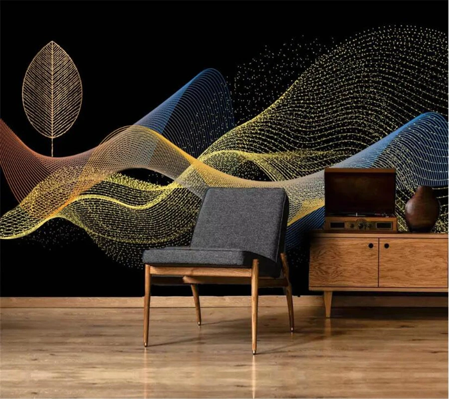 

beibehang Custom wallpaper mural photos modern light luxury geometric three-dimensional golden leaves background wall painting