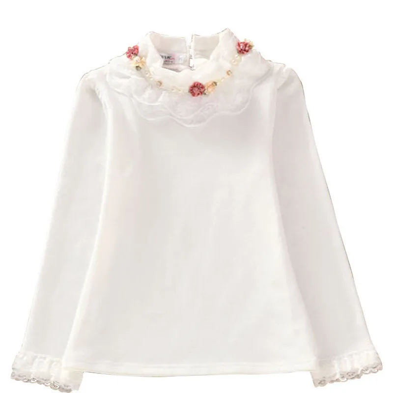 

2020 New Autumn Girls Lace Blouse Fashion Toddler Clothes School Kids Long Sleeve Top Shirts For Girl 1-12 Year Wear Dwq510