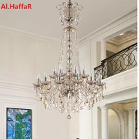 luxury extra long large stair k9 crystal chandelier lustres de cristal candle export lobby light height 150cm
