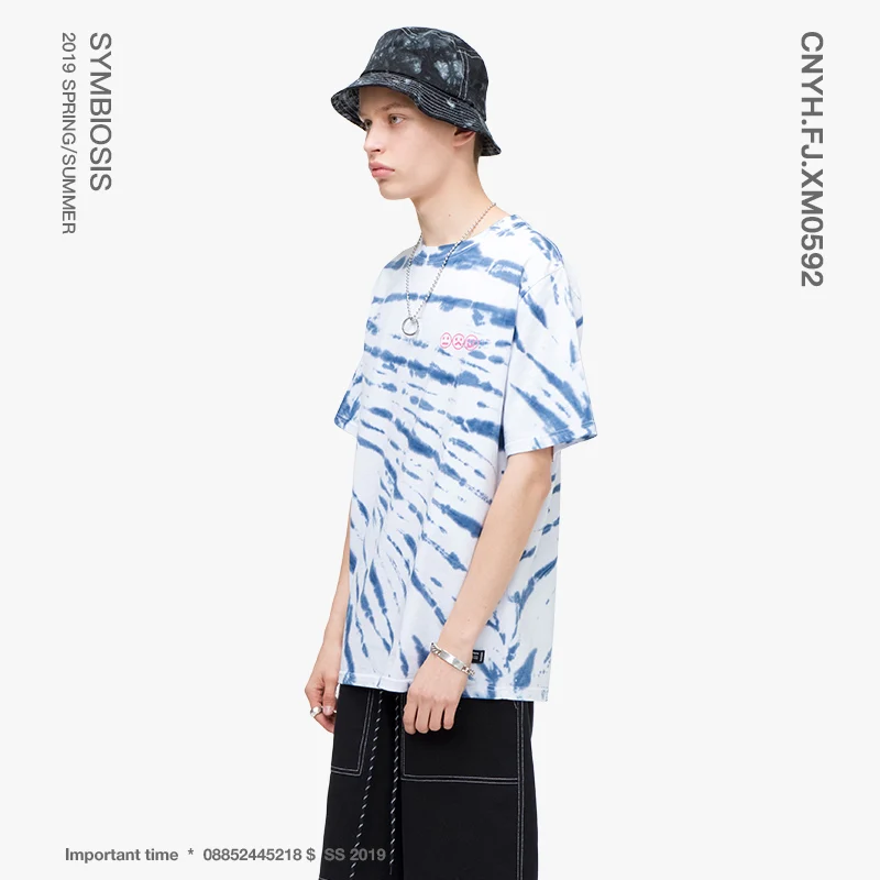 VIISHOW уличная Отпечатано Для мужчин футболка бренд Повседневное сине белые