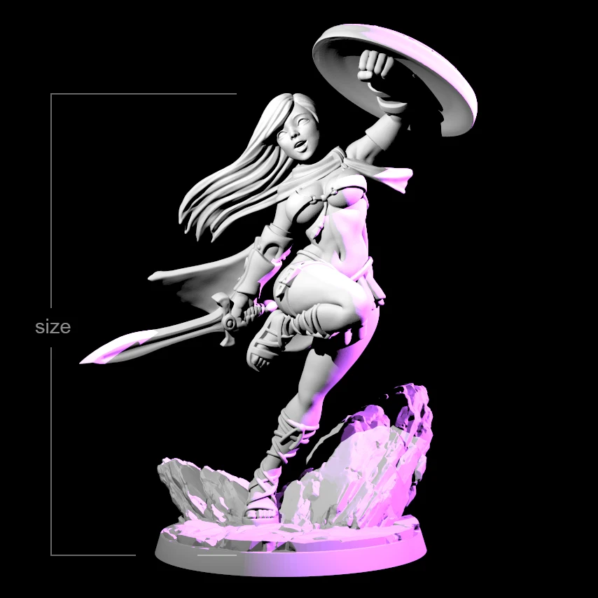 

1/24 75mm /32 56mm Resin Model Pretty Girl Female Warrior Figure Unpainted No Color RW-034