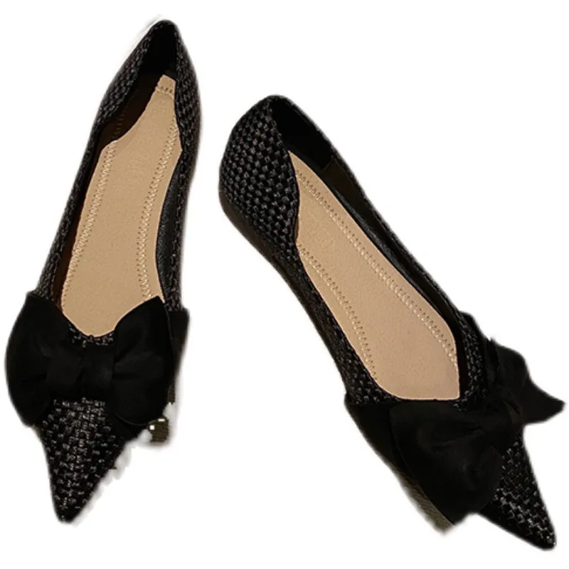 Женская обувь с украшением в виде банта ткань на плоской подошве женские