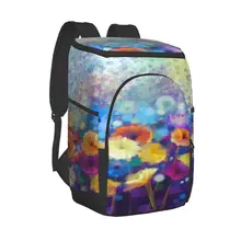 Protable Insulated Thermal Cooler Waterproof Lunch Bag Abstract Floral Painting Picnic Camping Backpack Double Shoulder Wine Bag