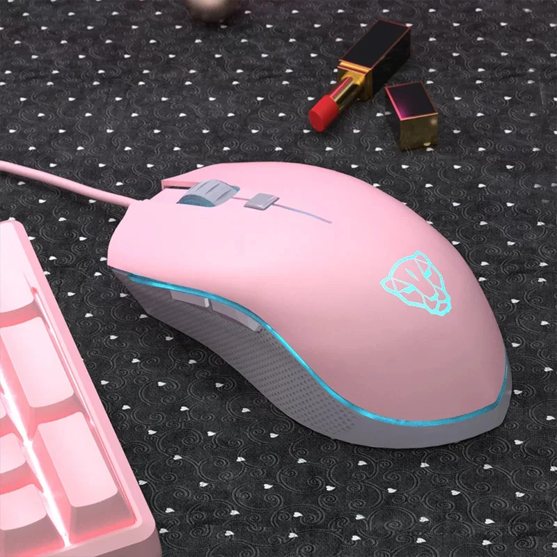 pink gaming mouse wired usb mute rgb gamer 6 buttons mice optical office computer mouse for desktop laptop ergonomic game mouse free global shipping