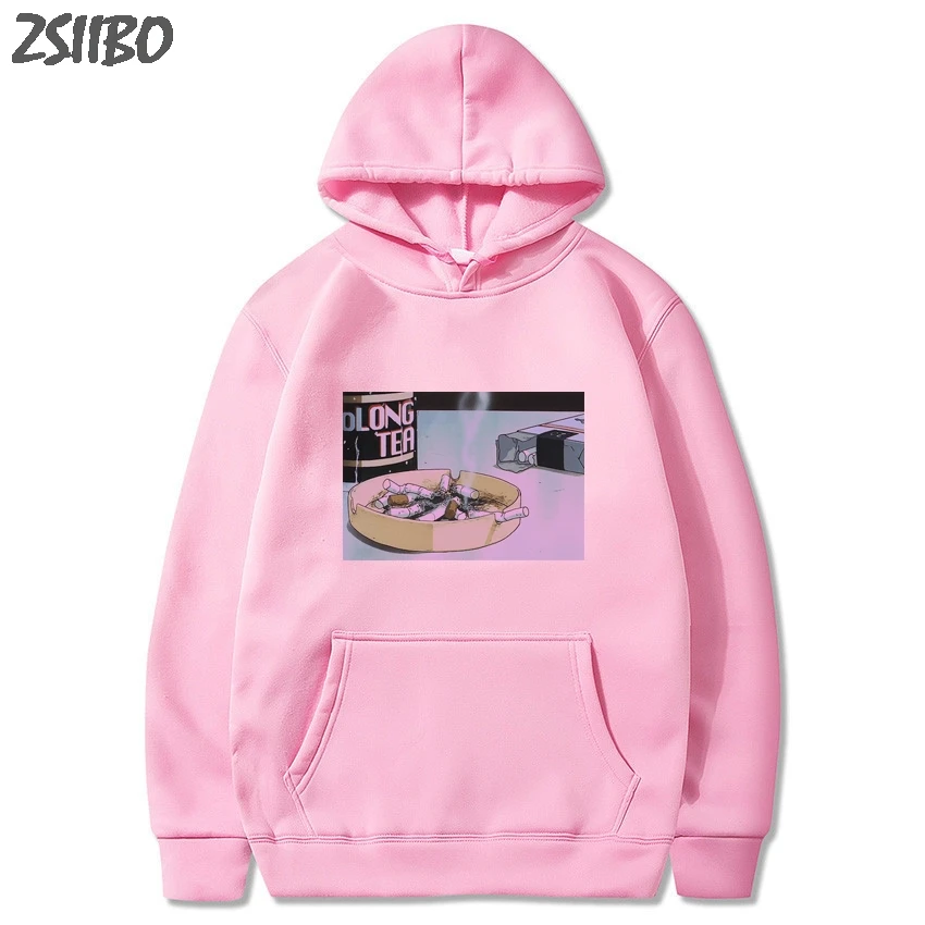 Harajuku Sad somke Vapor wave принт Забавный аниме принт унисекс толстовка мужские толстовки мужские повседневные топы с капюшоном уличная одежда - Цвет: Fen1