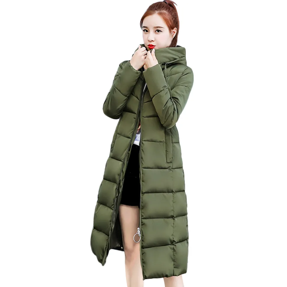 Army Green JAYCOSIN, черное пальто, женская зимняя куртка, Женская Длинная толстая теплая парка, пальто для женщин, модные тонкие толстовки, пальто с хлопковой подкладкой, Прямая поставка - Цвет: Army Green