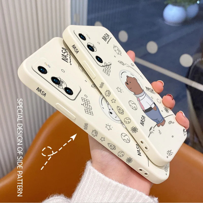 

The Space Of Bear Case For Huawei P40 P40Lite P30 P20 Mate 40 40Pro 30 20 Pro Lite P Smart 2021 Y7a Liquid Silicone Cov