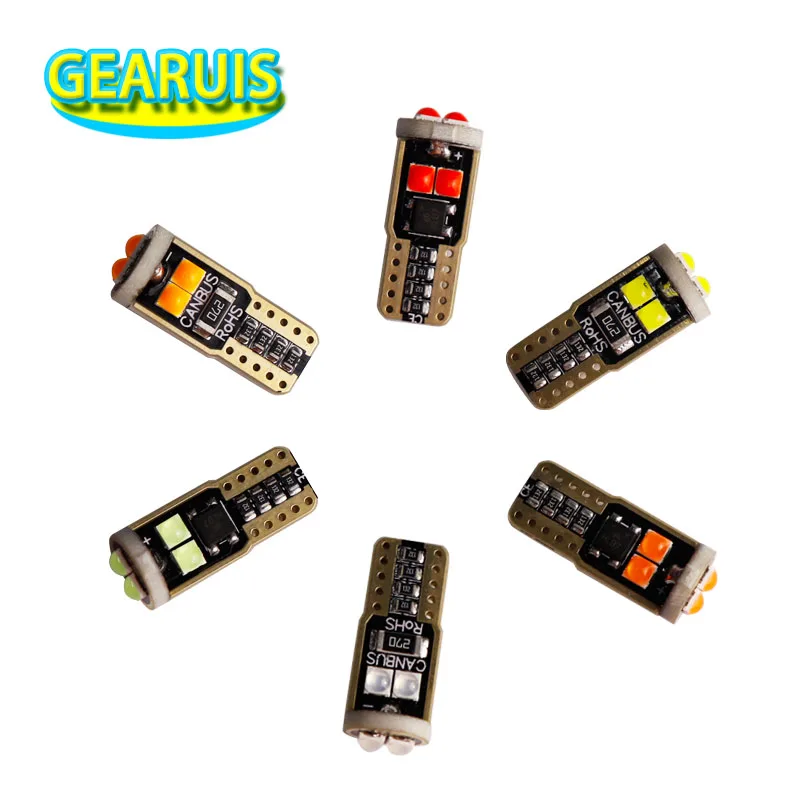 100 шт. T10 canbus 1 68 Вт 6 SMD 3030 выпуклый светодиод W5W 0 14A Стайлинг автомобиля Авто