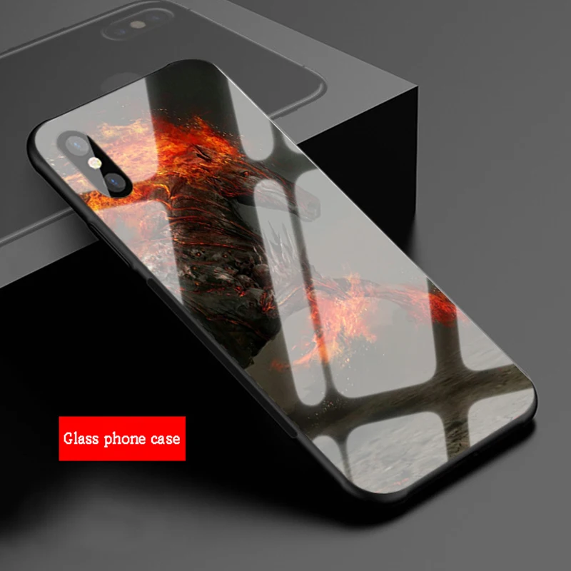 Чехол для телефона из закаленного стекла Fierce Wolf and Flame horse iPhone 11 8 7 6 6S 6Plus X XS MAX 5 5S SE XR