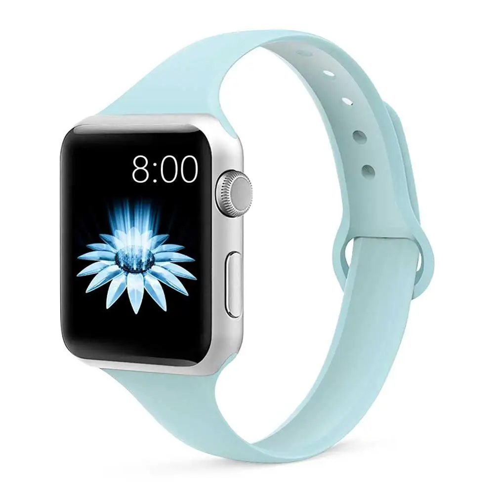 19 sky blue Strap for Apple watch 4 band 44mm 40mm iWatch band 38mm 42mm Sports silicone bracelet Watchband for correa Apple watch 3/2/1 - Цвет ремешка: 19 sky blue