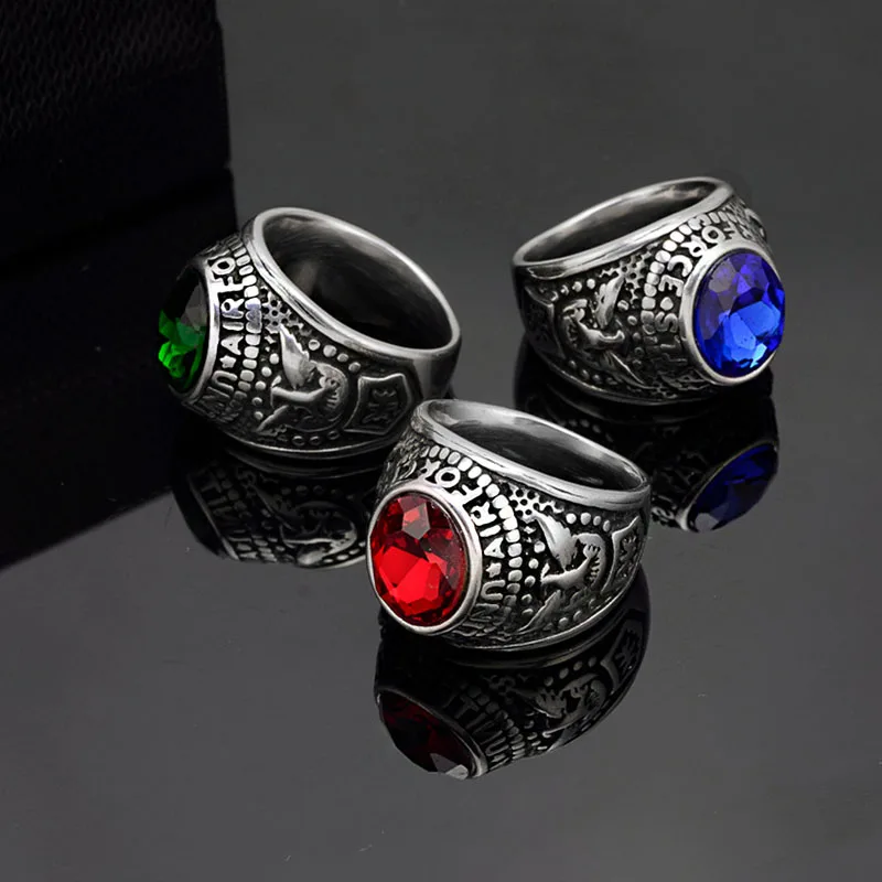 ВВС США Для мужчин часы мужские военные кольца Нержавеющая сталь цвета: