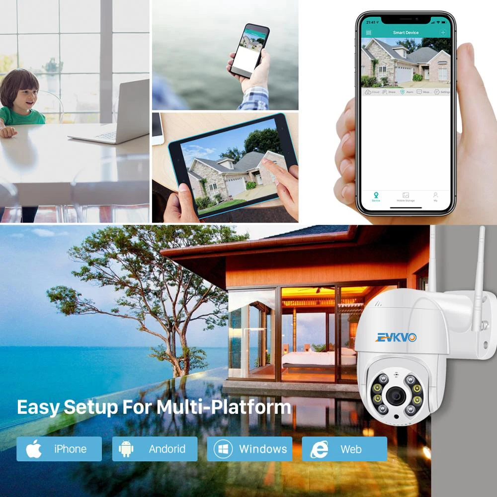 5MP Tuya Smart PTZ Wifi IP Camera Outdoor 4X Digital Zoom AI Human Detect Wireless 2 Way Audio Security CCTV iCsee | Безопасность и