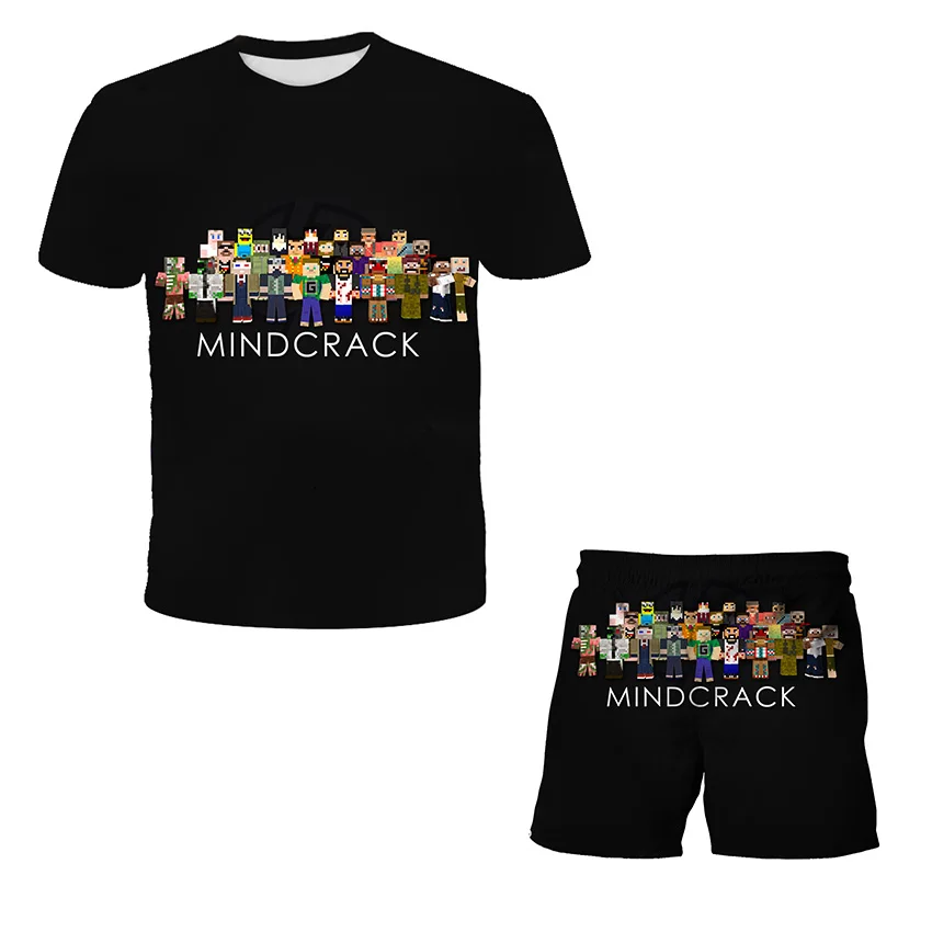

3d new cute boy girl two-piece summer boy girl clothes suit soft T-shirt shorts suit cartoon kids clothing