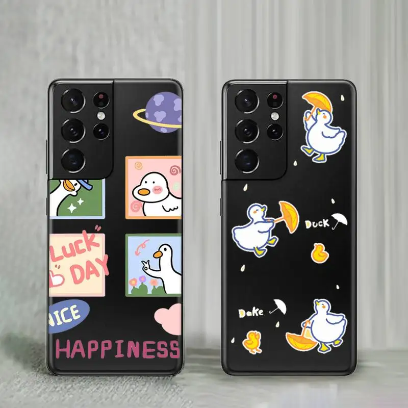 

Cartoon cute duck white creative Phone Case For Samsung A10 32 51 52 71 72 50 12 21S S10 S20 S21 note 10 20 Plus Fe Ultra