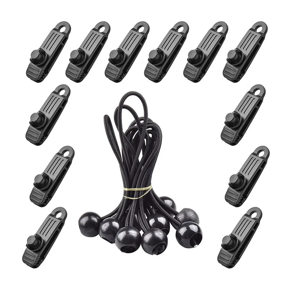 

12 Pair Tent Hook Flat Clip Canopy Tool Tent Clip With Tied Rope Clamp Accessories Windproof Outdoor Camping