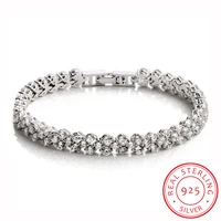 925 sterling silver cluster round aaa cz zirconia tennis bracelets pulseras pulseira bracelete women jewelry girl friend gift