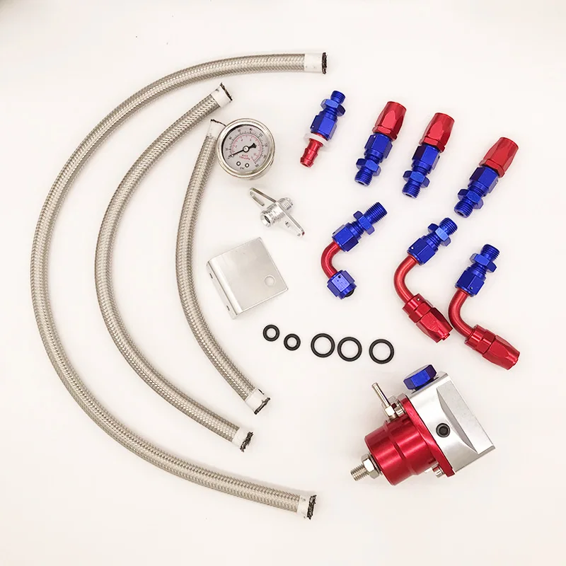 

Universal Adjustable Fuel Pressure Regulator Oil Gauge AN6 AN6 Fuel Pressure Regulator kit Fitting Control Valve Kit