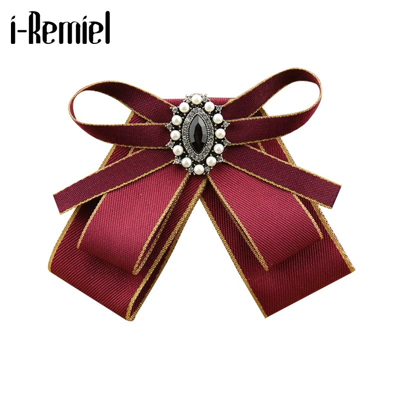I Remiel Милая женская рубашка с бантиком из ленты рабочая одежда брошь для галстука