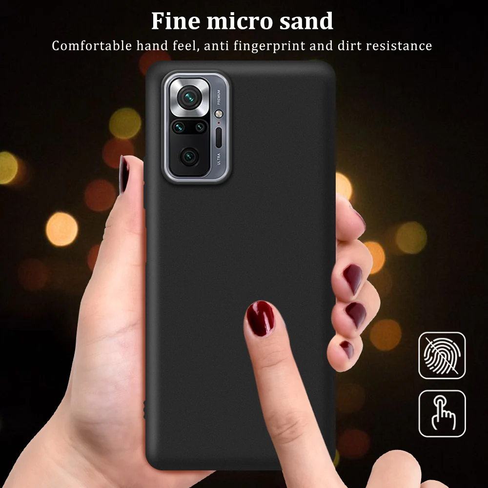 Черный матовый Силиконовый чехол для Xiaomi Redmi 10 Red mi Note Pro Max 10S 4G/5G мягкая задняя