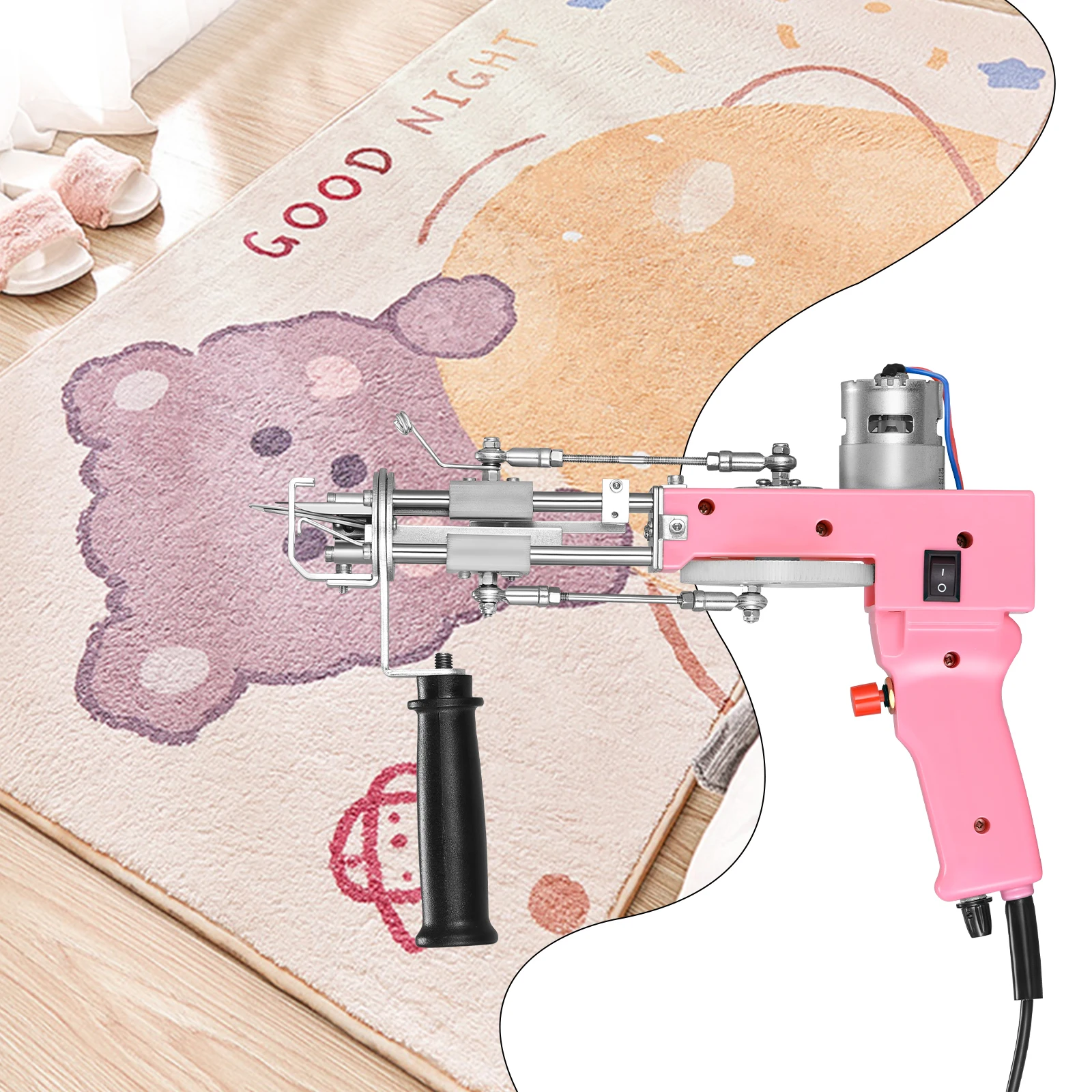 

2 In 1 Pink Blue Tufting Gun Cut Pile Loop Pile Electric Carpet Rug Weaving Knitting Machine Gift DIY Knitting Crochet Supplies