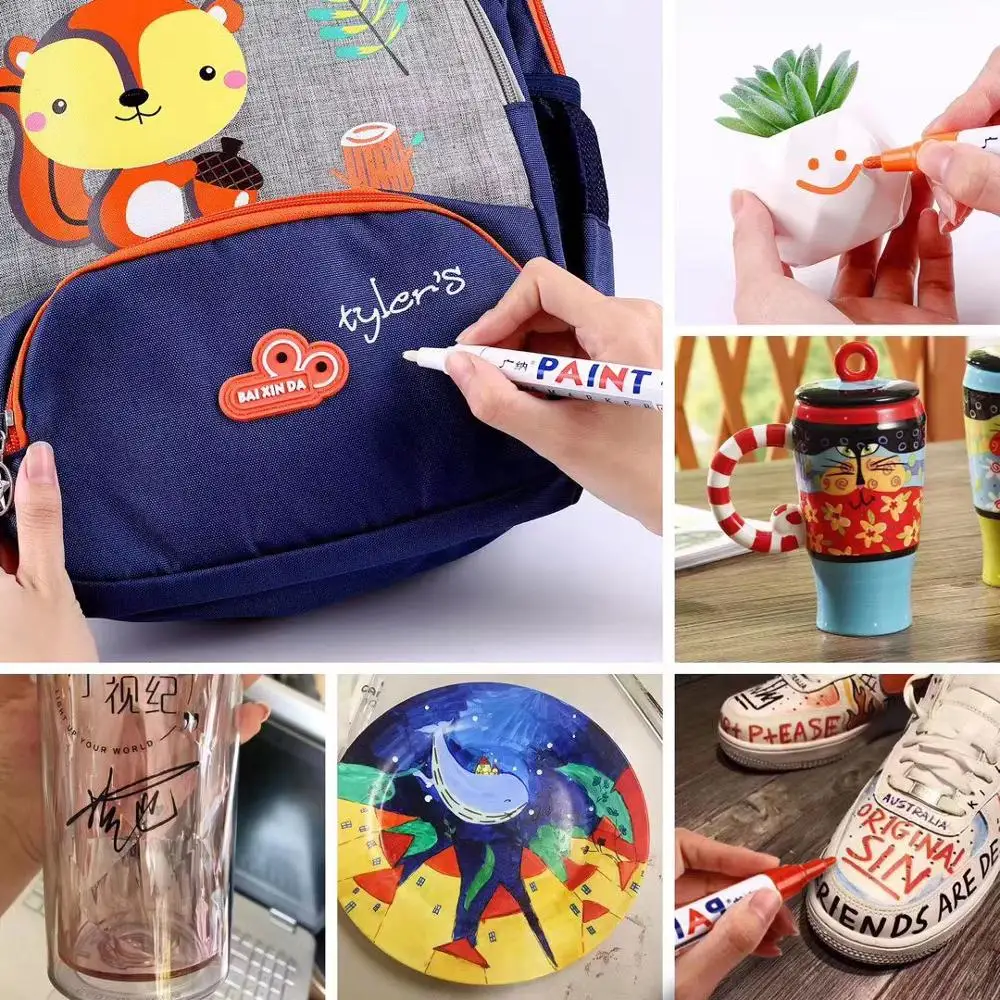 12 цветов Водонепроницаемый маркер для рисования на шине автомобиля CD Metal Point Paint Marker Non-toxic Permanent Pen DIY Art Stationery