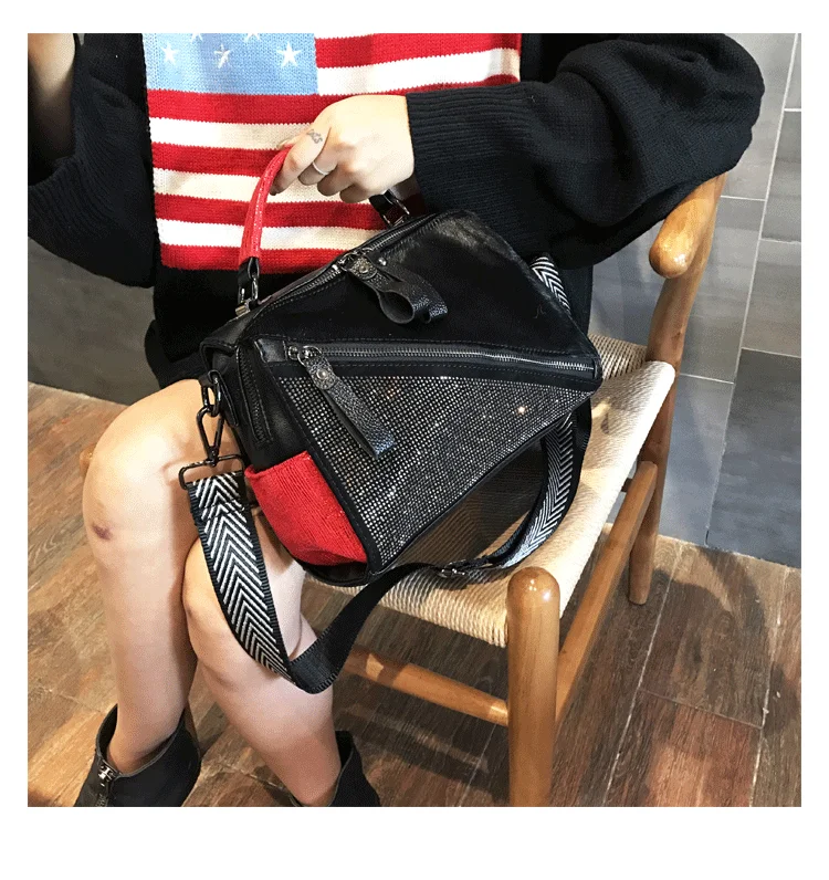 Fashion Horse Hair Messenger Bags Diamonds Satchels Horse Hair Patchwork handbag adies hand bags Diamonds Patchwork handbags