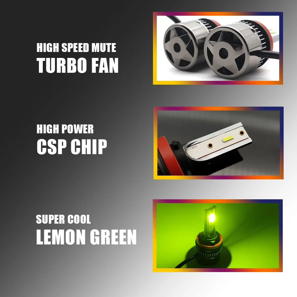 Светодиодный Противотуманные фары Дневные Фары Светильник лимонно-зеленый цвет