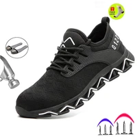 dropshipping steel toe safety shoes men lightweight anti crush working unisex breathable wear resisting sneakers both men and wo
