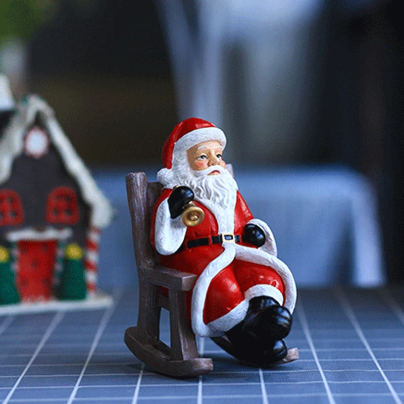 

Смола, искусственное рождественское декоративное украшение, кресло-качалка, скульптура Санта-Клауса, рождественский подарок FA