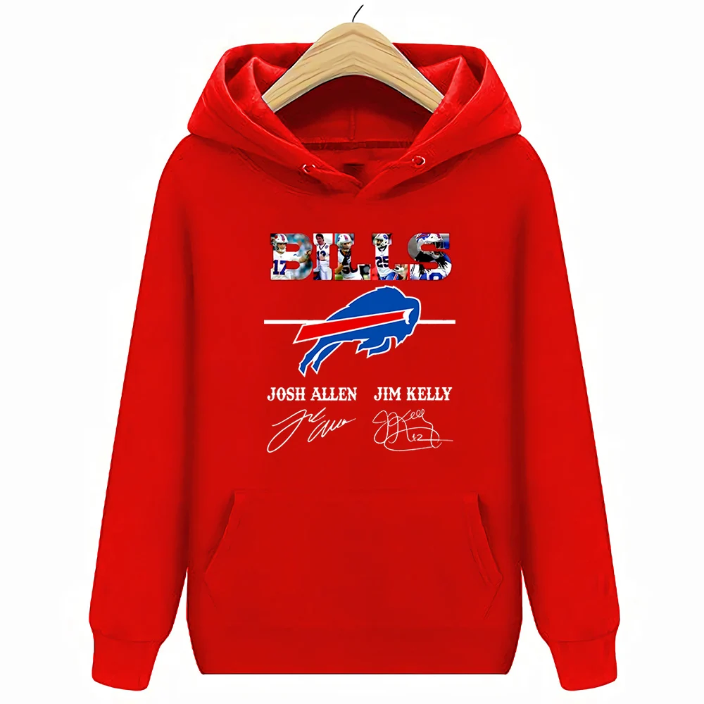 Красный Толстовки с круглым вырезом и принтом Buffalo Bills Josh Allen Jim - Цвет: Красный