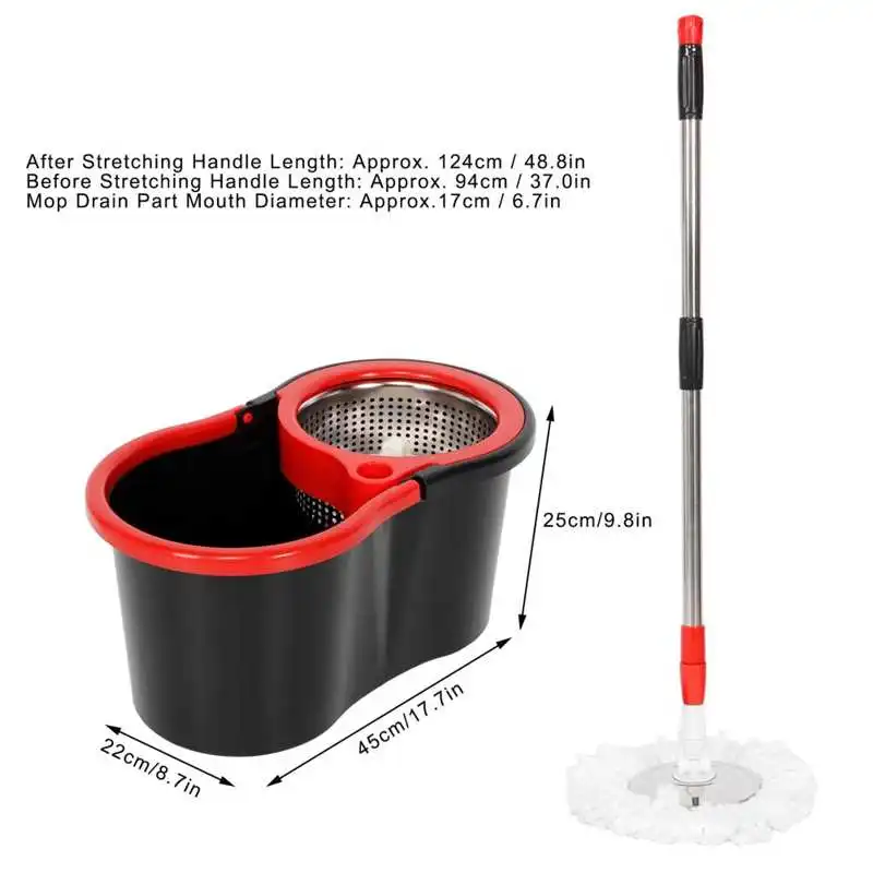 

Floor Mop Reusable Microfiber Mops Self Wringing Wet and Dry Rotating Mop with Bucket Set Floor Cleaner Household Cleaning Tool